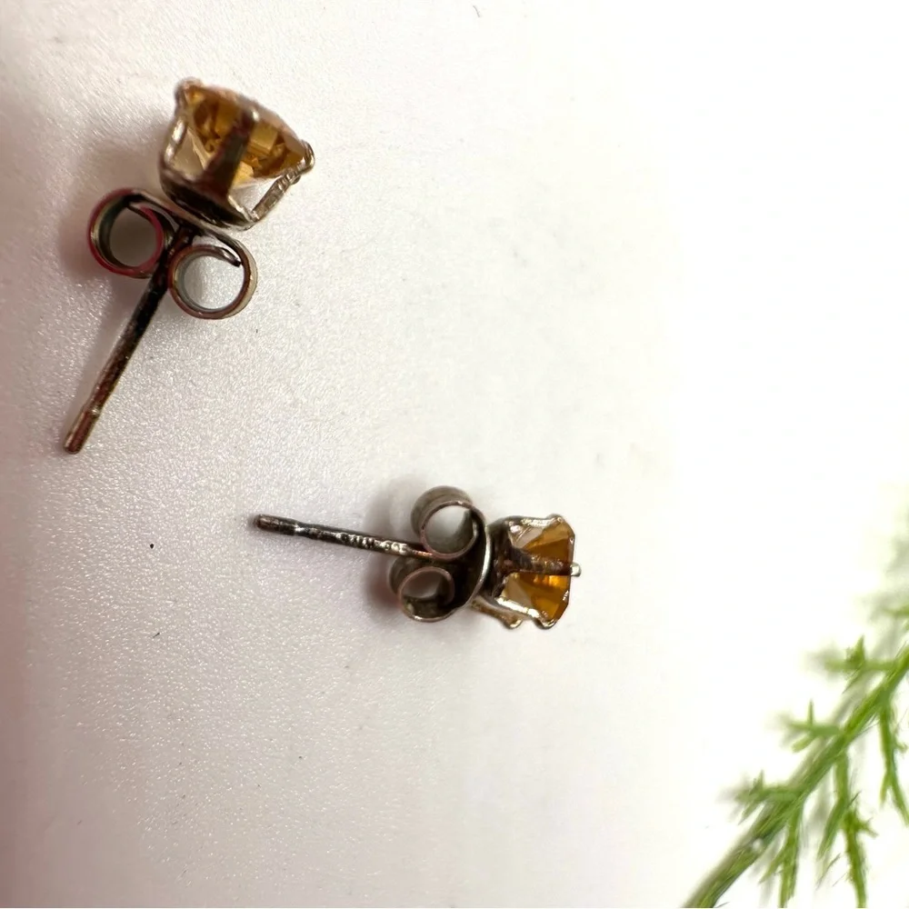 VINTAGE⚜️Citrine Crystal Sterling Silver Stud Earrings